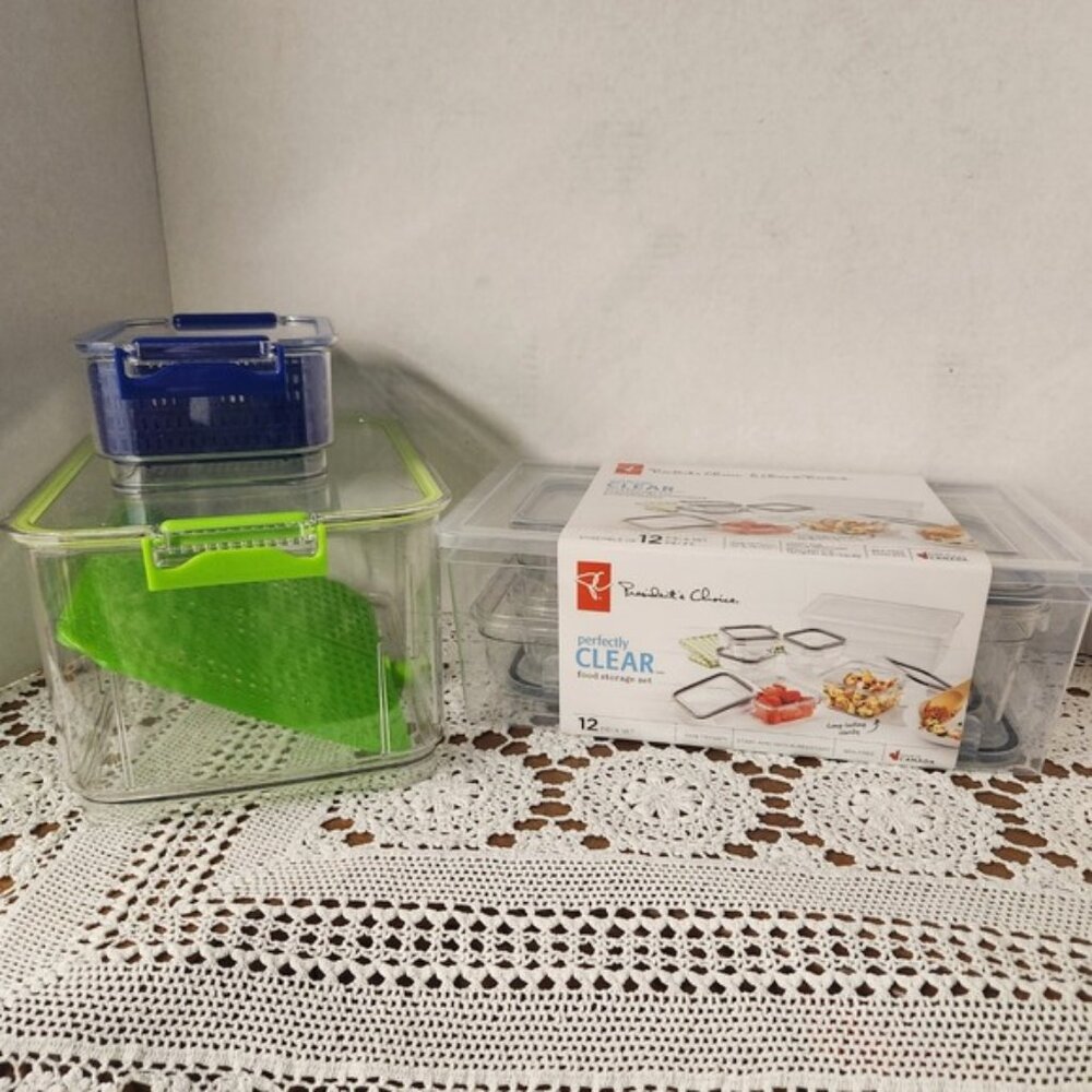Presidents Choice Perfectly Clear 12pc Food Storage Set & Produce Keepers Bundle